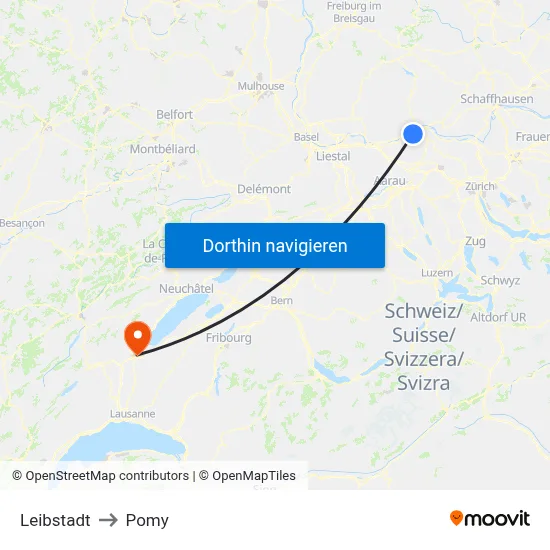 Leibstadt to Pomy map