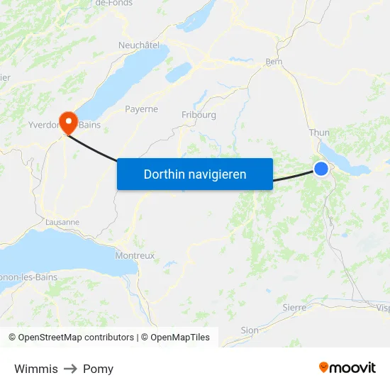 Wimmis to Pomy map