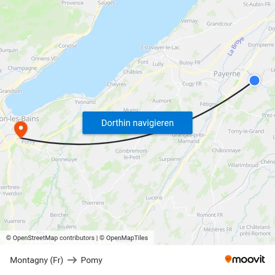 Montagny (Fr) to Pomy map