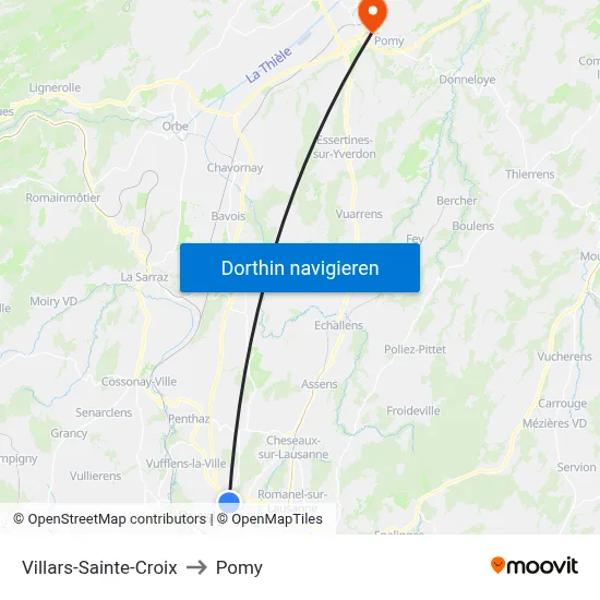 Villars-Sainte-Croix to Pomy map