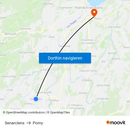 Senarclens to Pomy map