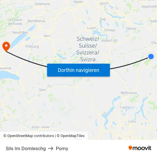 Sils Im Domleschg to Pomy map