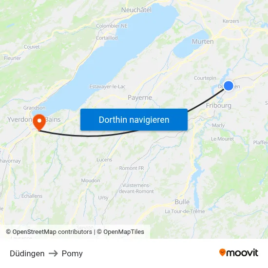 Düdingen to Pomy map