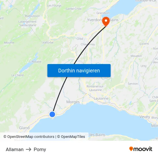 Allaman to Pomy map