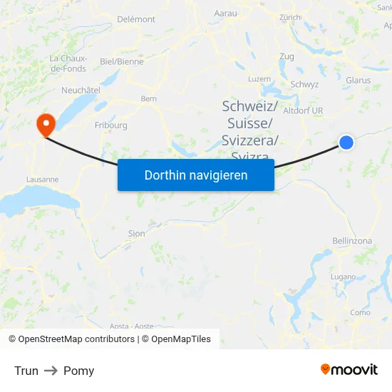 Trun to Pomy map