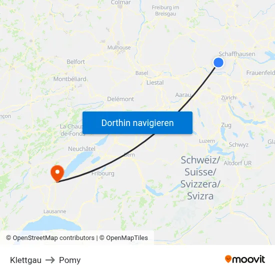 Klettgau to Pomy map