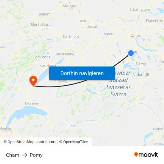 Cham to Pomy map