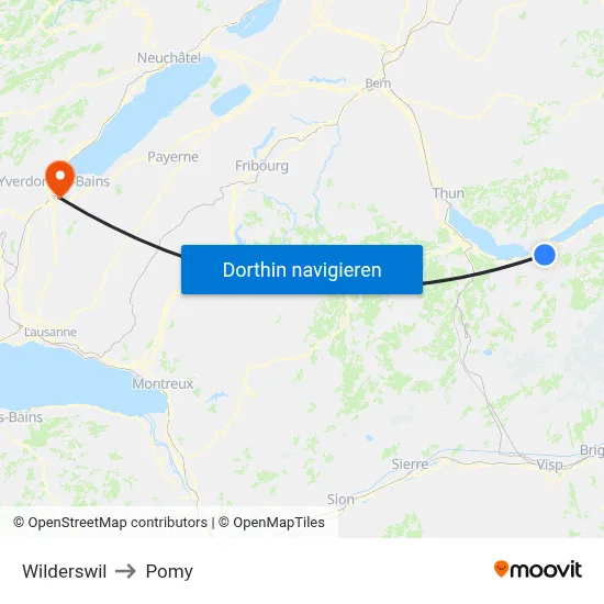 Wilderswil to Pomy map