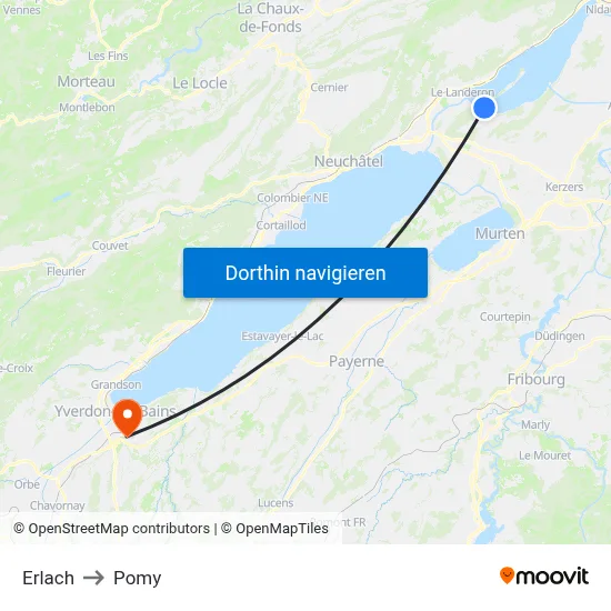 Erlach to Pomy map