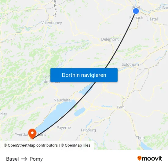 Basel to Pomy map