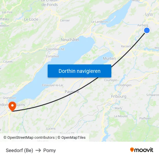 Seedorf (Be) to Pomy map