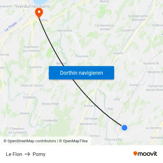 Le Flon to Pomy map