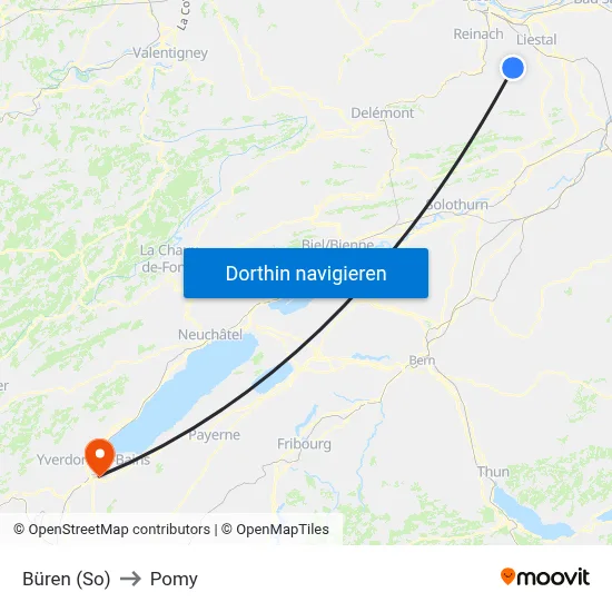 Büren (So) to Pomy map