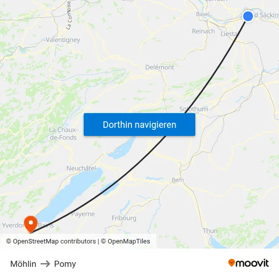 Möhlin to Pomy map