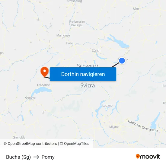 Buchs (Sg) to Pomy map