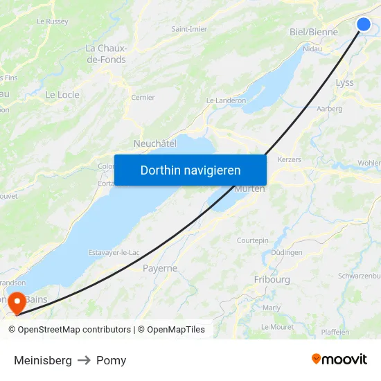 Meinisberg to Pomy map