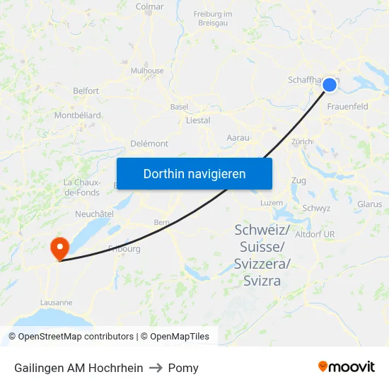 Gailingen AM Hochrhein to Pomy map