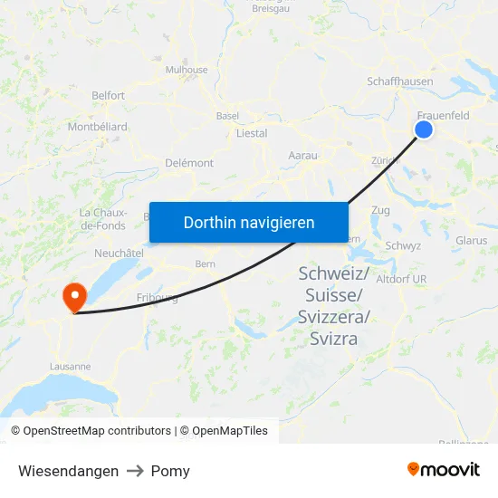 Wiesendangen to Pomy map