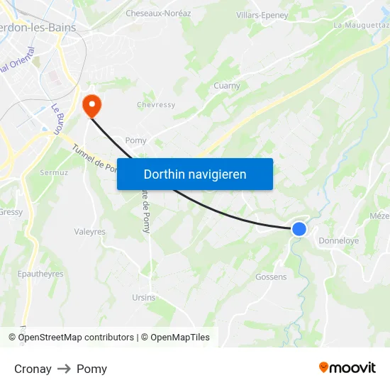 Cronay to Pomy map