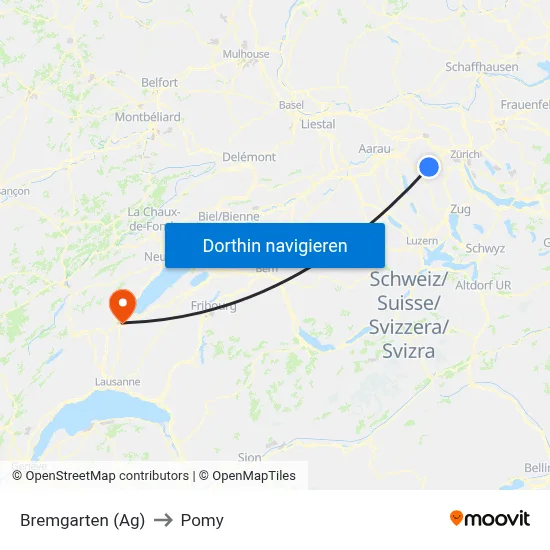 Bremgarten (Ag) to Pomy map