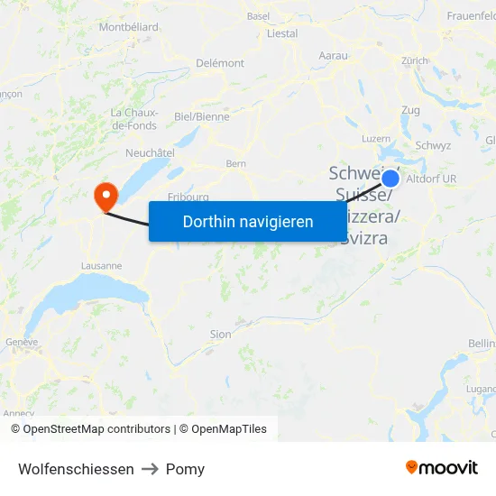 Wolfenschiessen to Pomy map