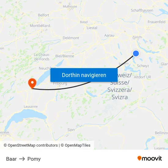 Baar to Pomy map