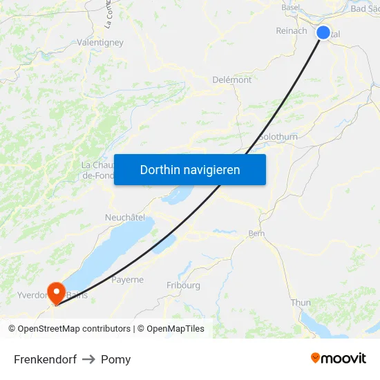 Frenkendorf to Pomy map