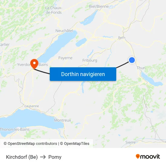 Kirchdorf (Be) to Pomy map
