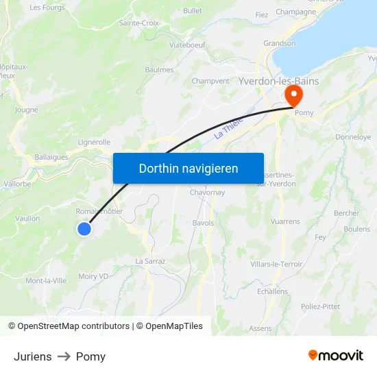 Juriens to Pomy map