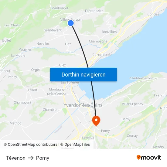 Tévenon to Pomy map