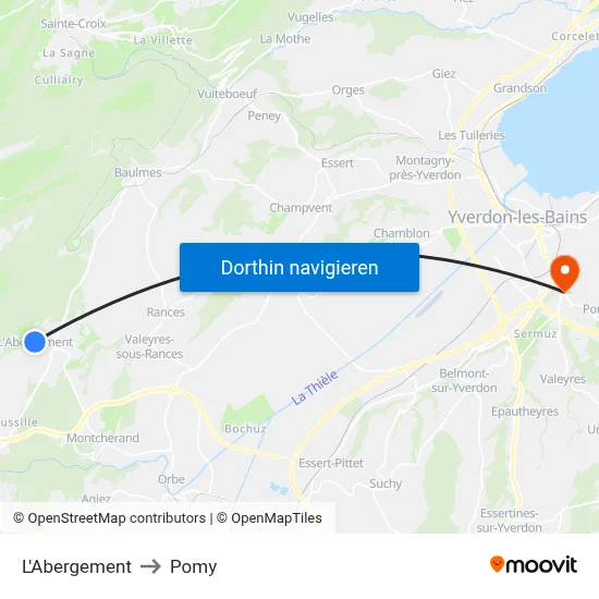 L'Abergement to Pomy map