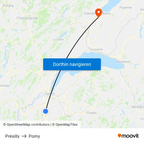 Présilly to Pomy map