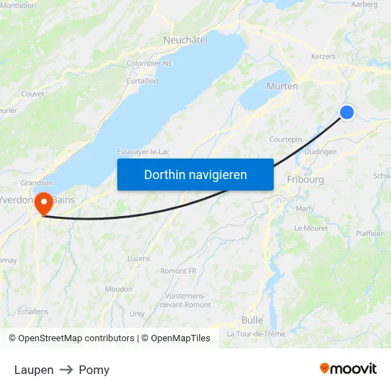 Laupen to Pomy map