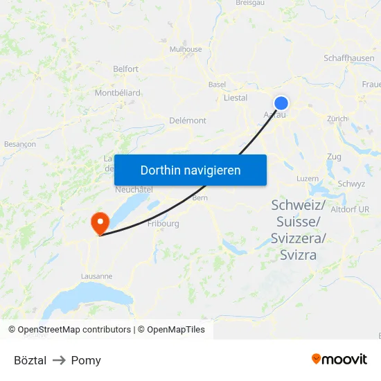 Böztal to Pomy map