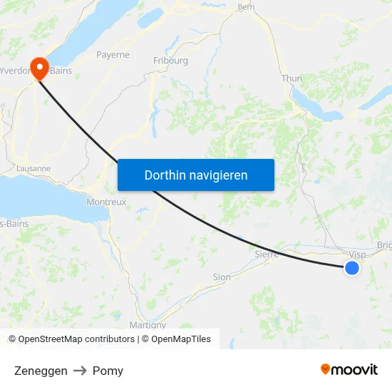Zeneggen to Pomy map