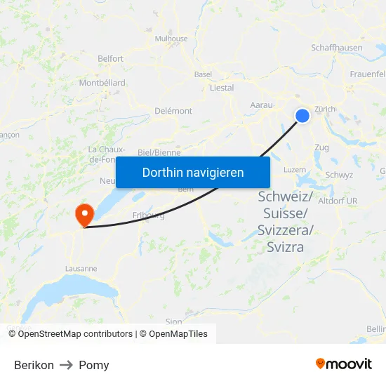Berikon to Pomy map