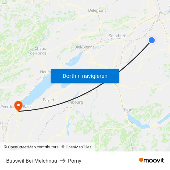 Busswil Bei Melchnau to Pomy map