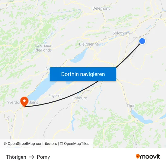 Thörigen to Pomy map