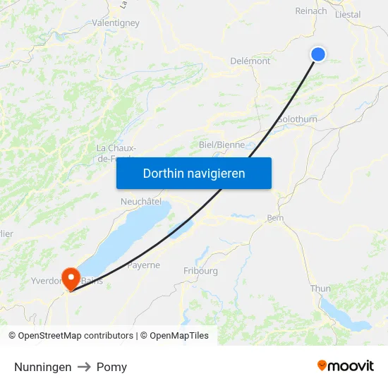 Nunningen to Pomy map