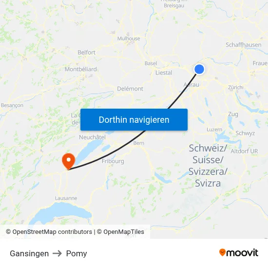 Gansingen to Pomy map