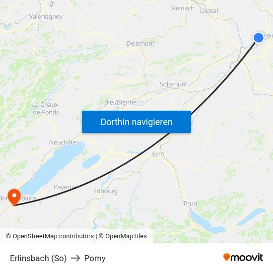 Erlinsbach (So) to Pomy map