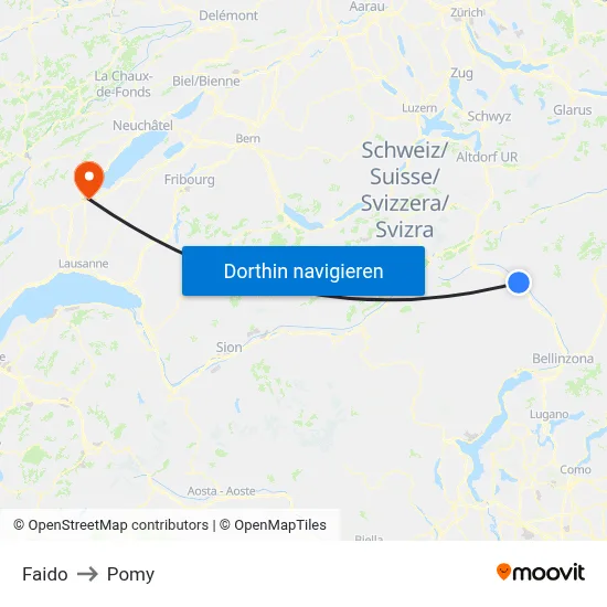 Faido to Pomy map