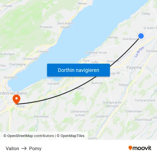 Vallon to Pomy map