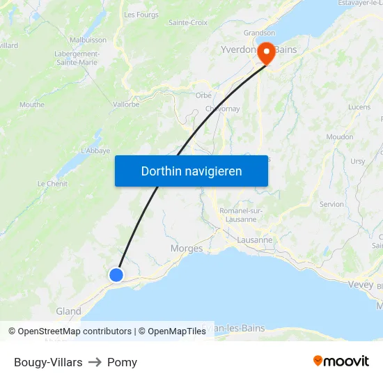 Bougy-Villars to Pomy map