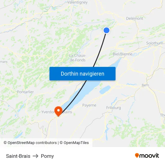 Saint-Brais to Pomy map