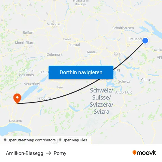 Amlikon-Bissegg to Pomy map