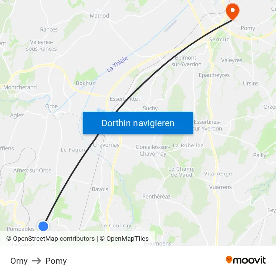 Orny to Pomy map