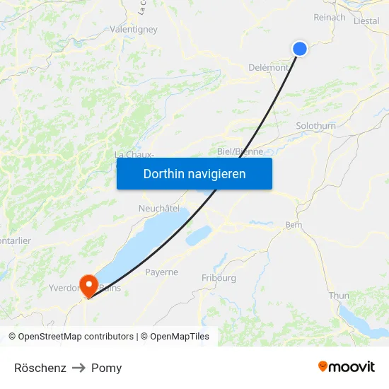 Röschenz to Pomy map