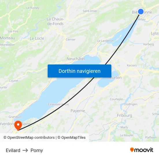 Evilard to Pomy map