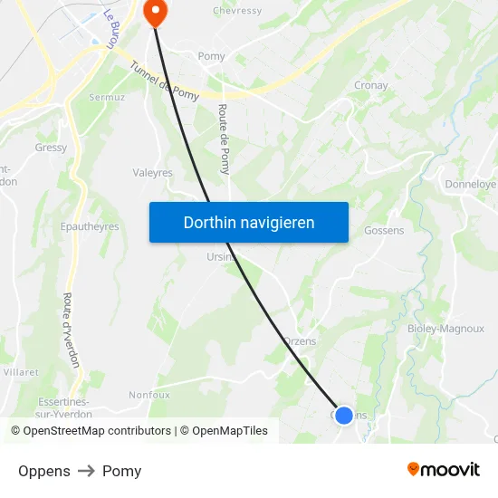 Oppens to Pomy map